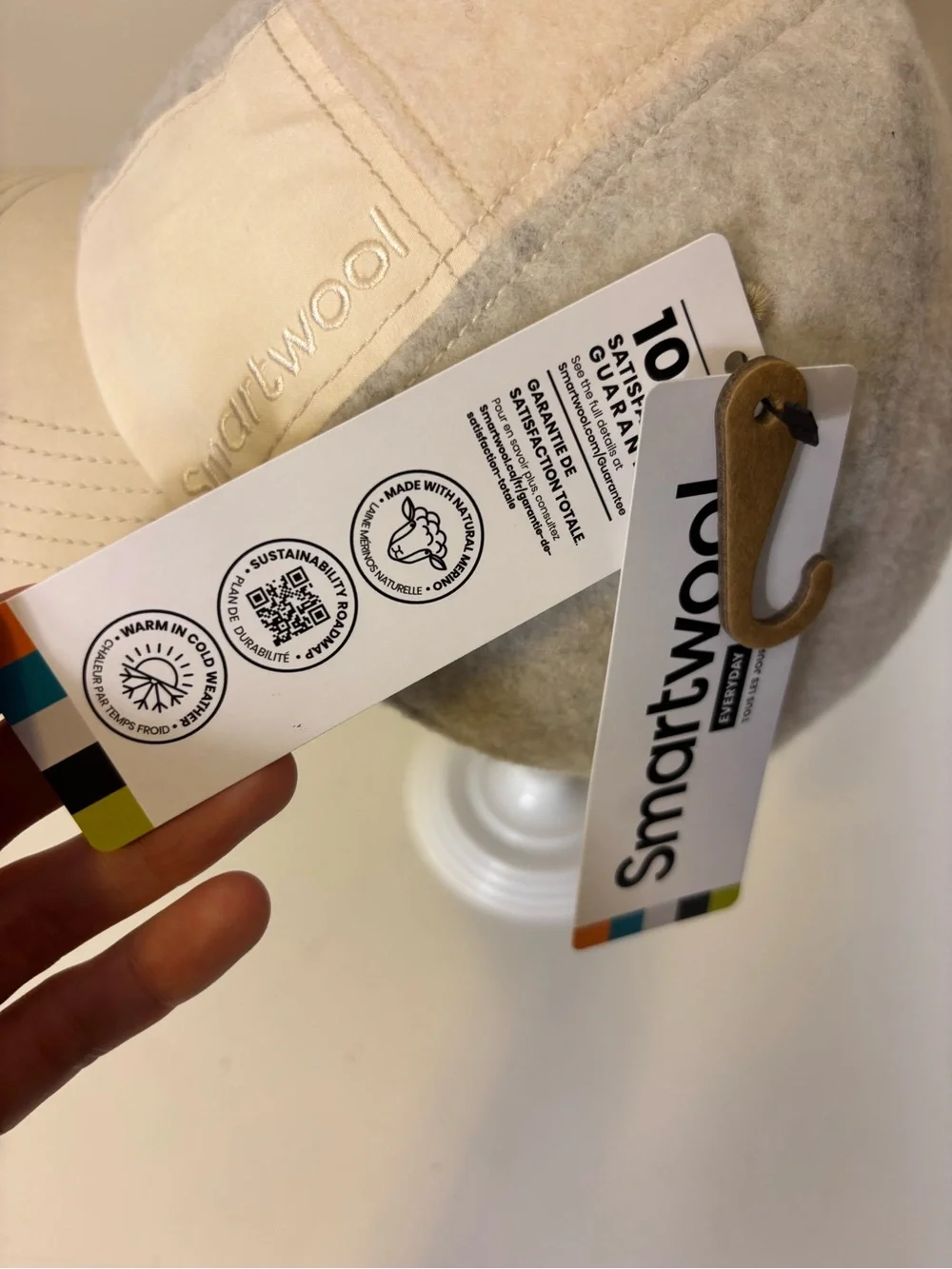 New Smartwool Cream & Light Gray Merino Wool Baseball Cap Unisex